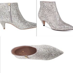 Kate Spade Silver Booties Glitter 6.5